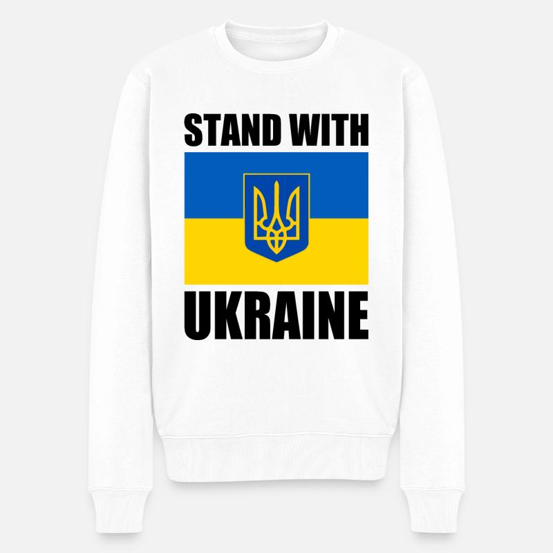 stand with ukraine - Männer Premium Bio Pullover - Weiß