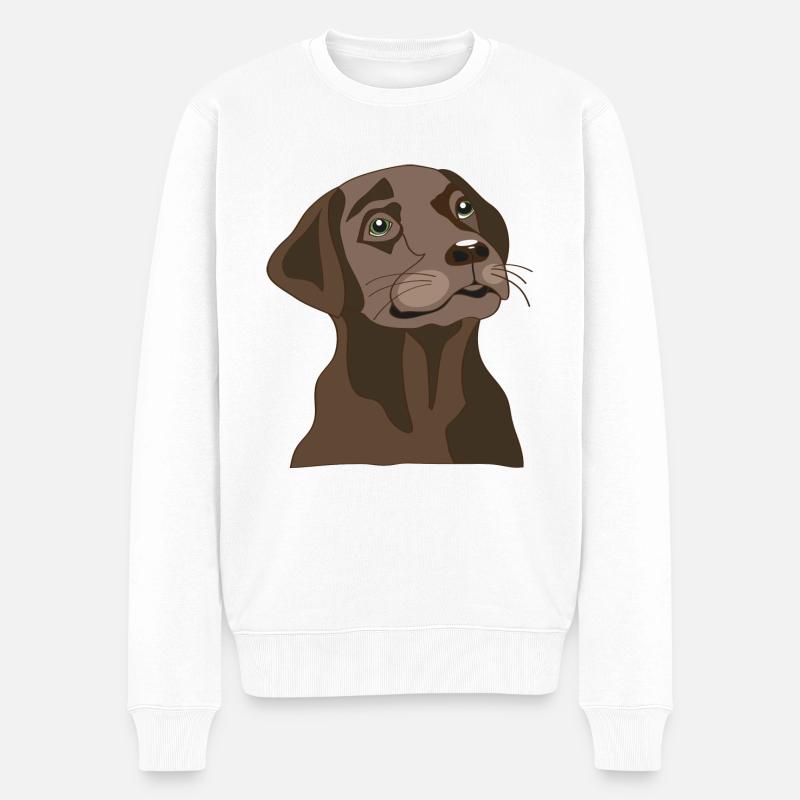 Labrador brun - Pull Premium bio Homme - blanc