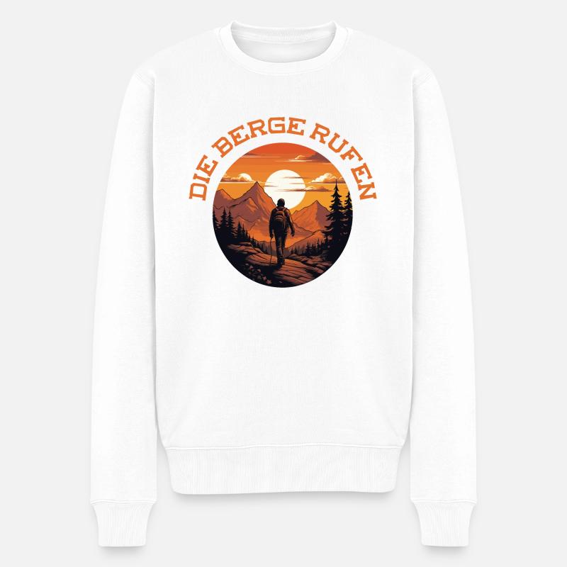Die Berge rufen - Männer Premium Bio Pullover - Weiß