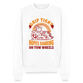 Dirt Biker Riding Hopes Soaring On Tow Wheels Dirt - Männer Premium Bio Pullover - Weiß - Vorne - Thijin (182cm)