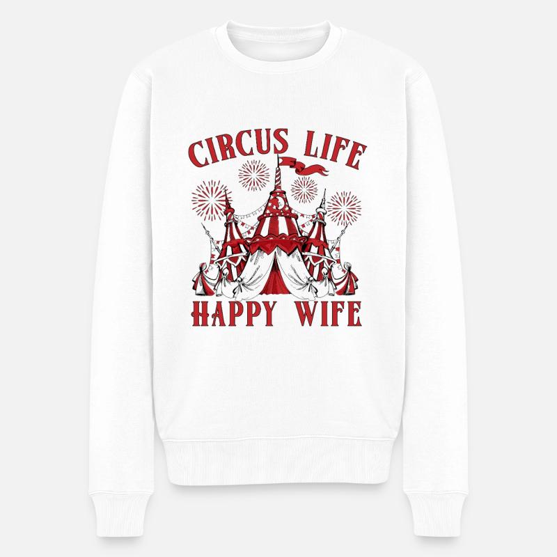 Circus Life Happy Wife Circus Performer Gift Idea - Männer Premium Bio Pullover - Weiß