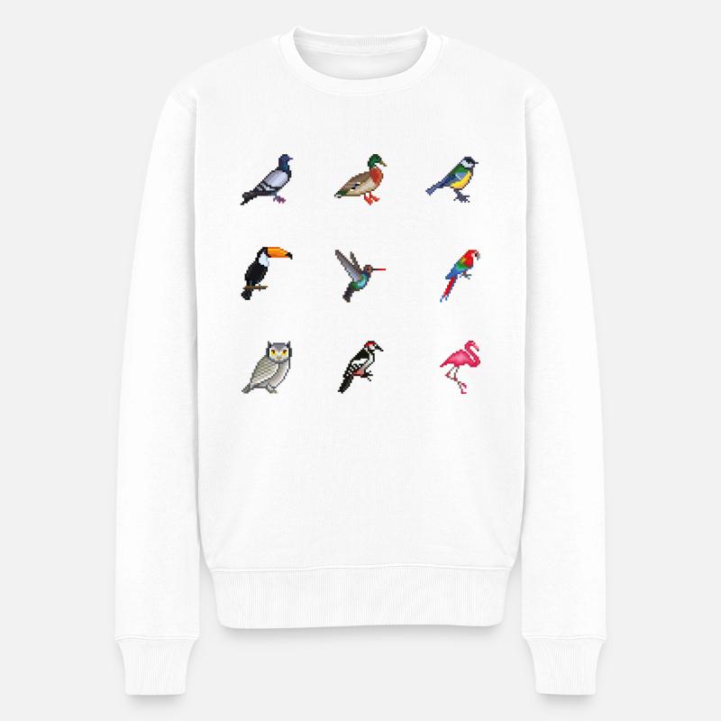 Vögel - Männer Premium Bio Pullover - Weiß