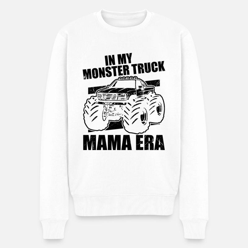 In meiner Monstertruck-Mama-Ära - Männer Premium Bio Pullover - Weiß