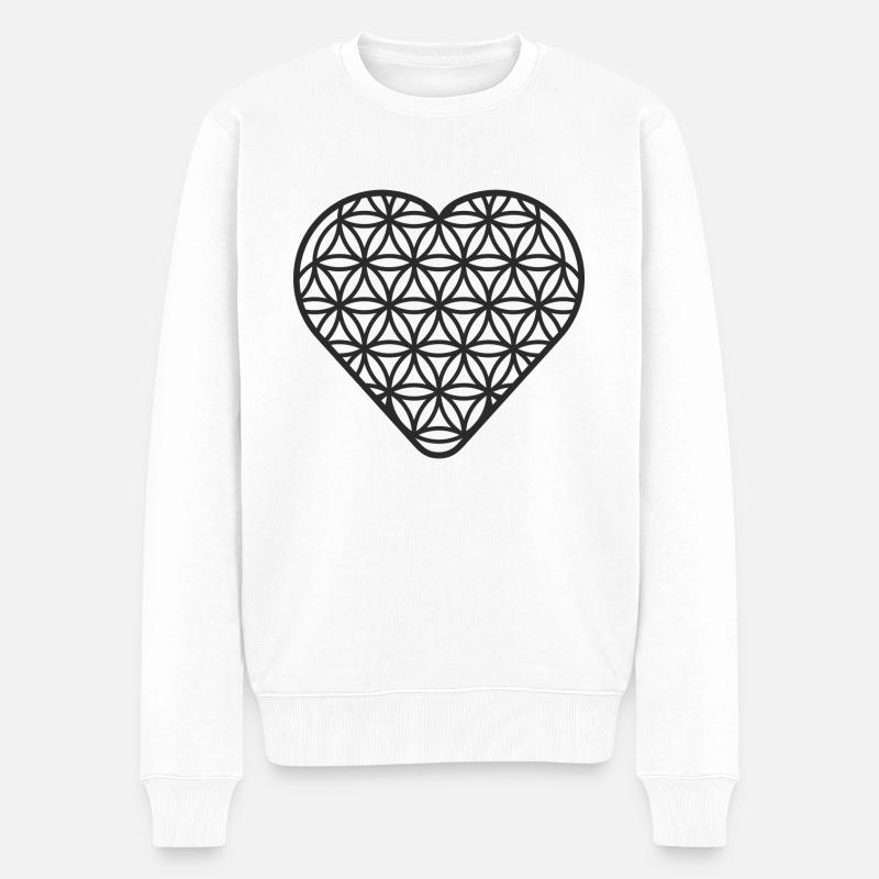 Fleur de vie coeur - Pull Premium bio Homme - blanc