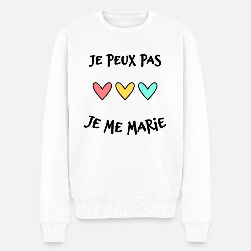 JE PEUX PAS. JE ME MARIE. JUST MARRIED - Pull Premium bio Homme - blanc