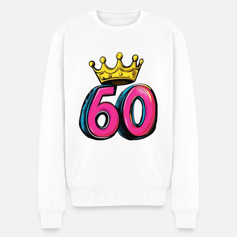 60 Zahl Krone - Männer Premium Bio Pullover - Weiß