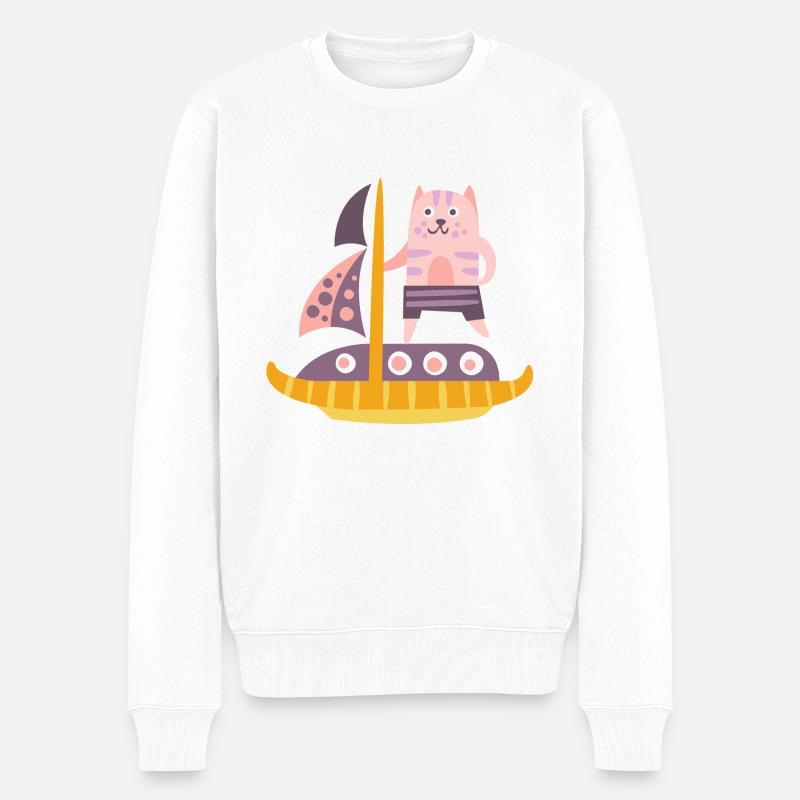 Katze - Männer Premium Bio Pullover - Weiß