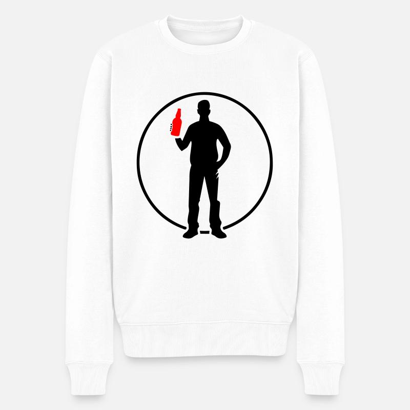 Bier Trinken Silhouette - Männer Premium Bio Pullover - Weiß