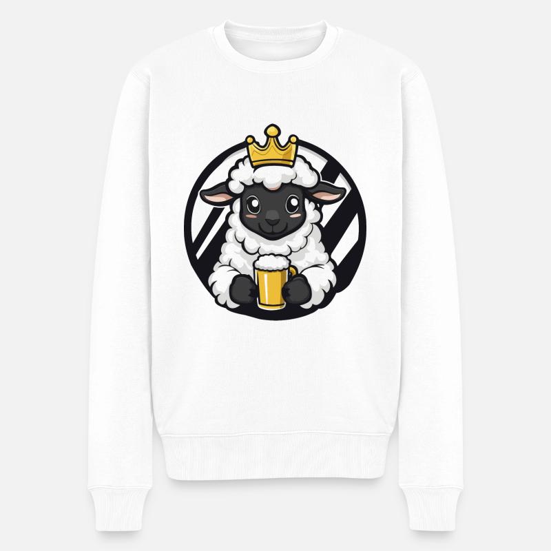 Schaf Bier Comic - Männer Premium Bio Pullover - Weiß