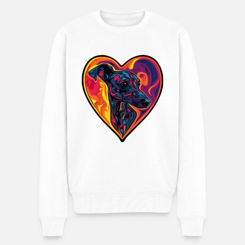 Whippet Chien Coeur Amour - Pull Premium bio Homme - blanc