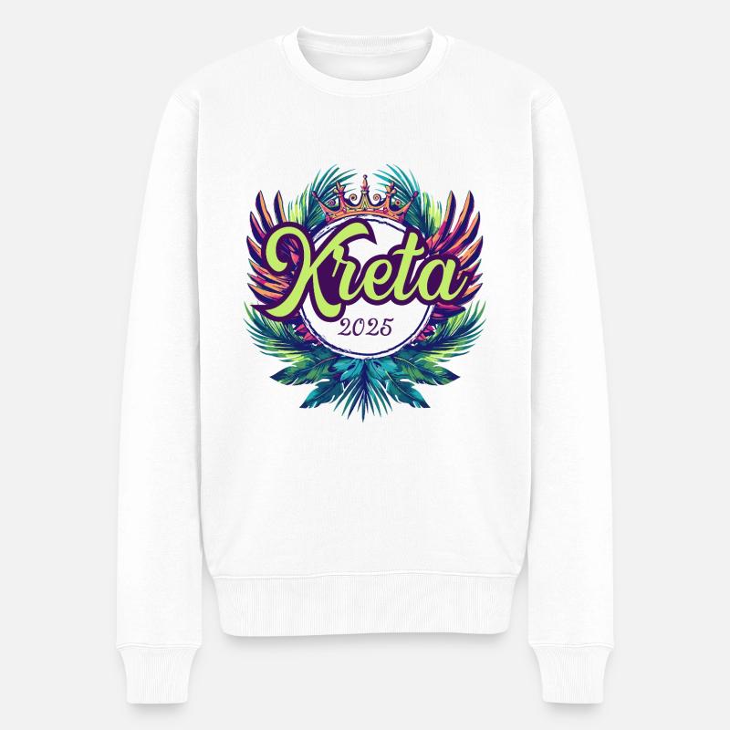 Kreta 2025 Team - Männer Premium Bio Pullover - Weiß