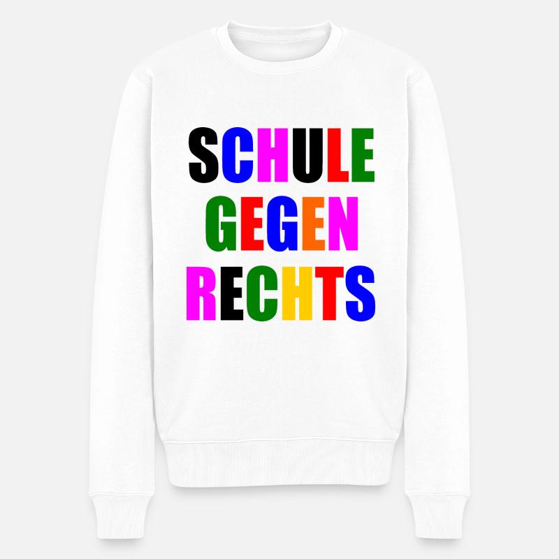 Schule gegen rechts - Männer Premium Bio Pullover - Weiß