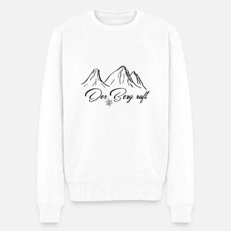 Der Berg ruft - Männer Premium Bio Pullover - Weiß