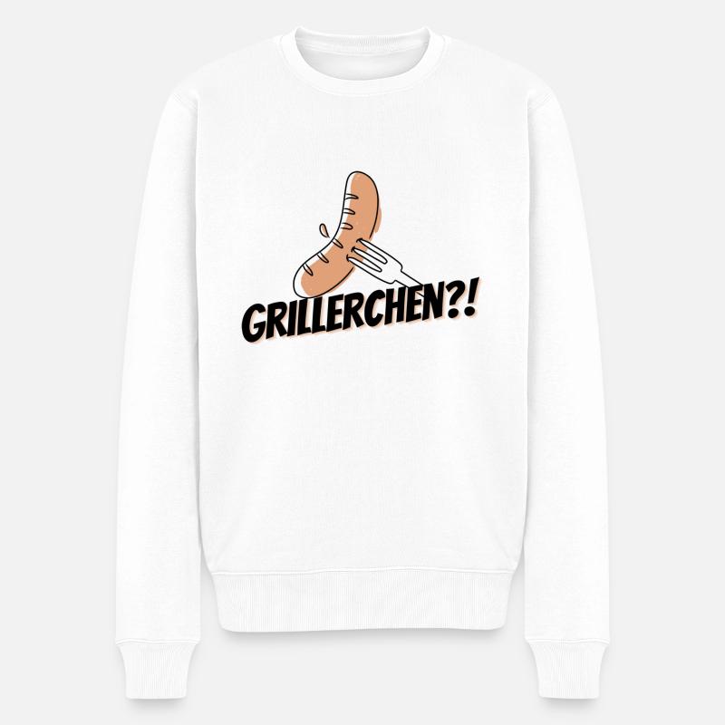 Grillerchen?! - Männer Premium Bio Pullover - Weiß