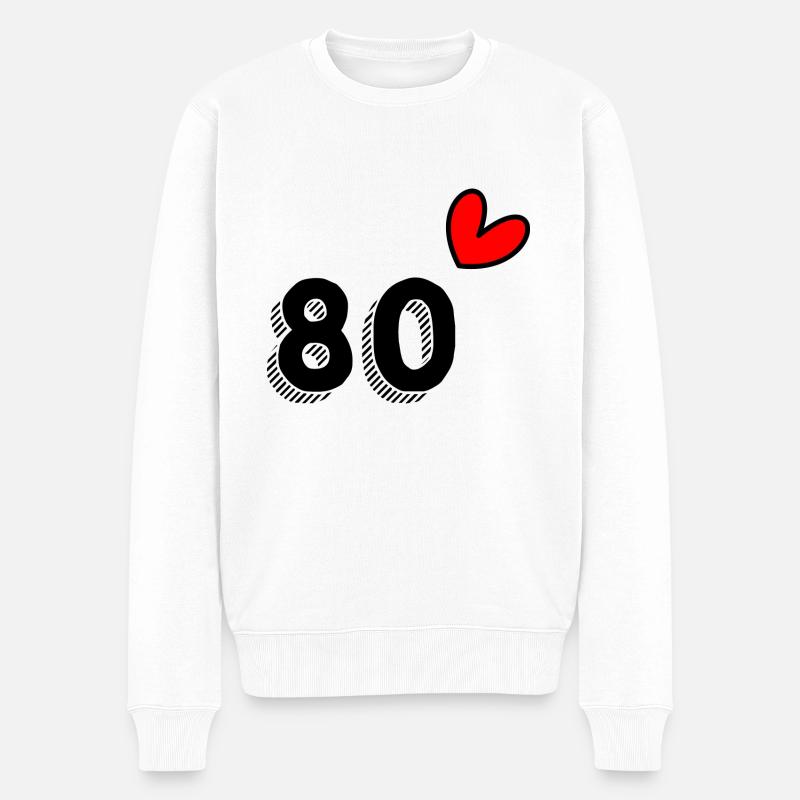 80 ANS. 80e ANNIVERSAIRE. ANNIVERSAIRE 80 ANS. 80 - Pull Premium bio Homme - blanc