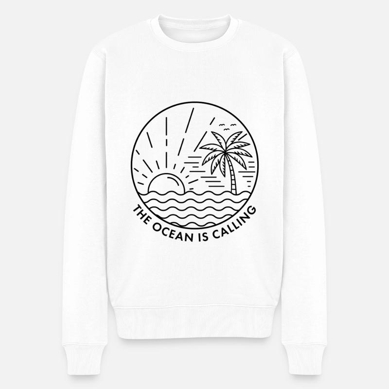 Der Ozean ruft - Männer Premium Bio Pullover - Weiß