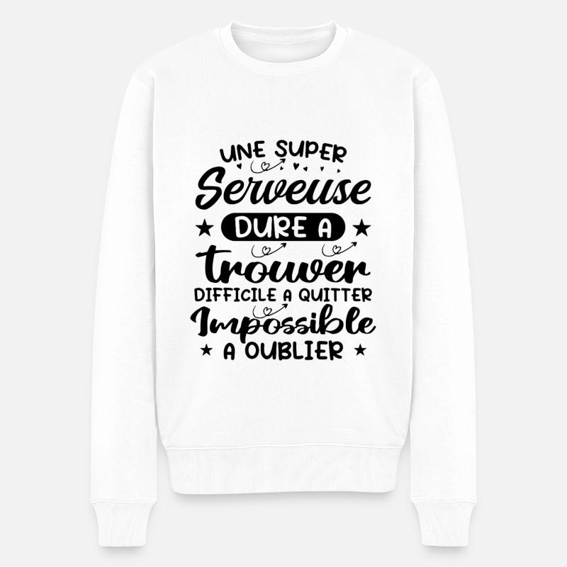 Une Super Serveuse - Cadeau serveuse - Pull Premium bio Homme - blanc