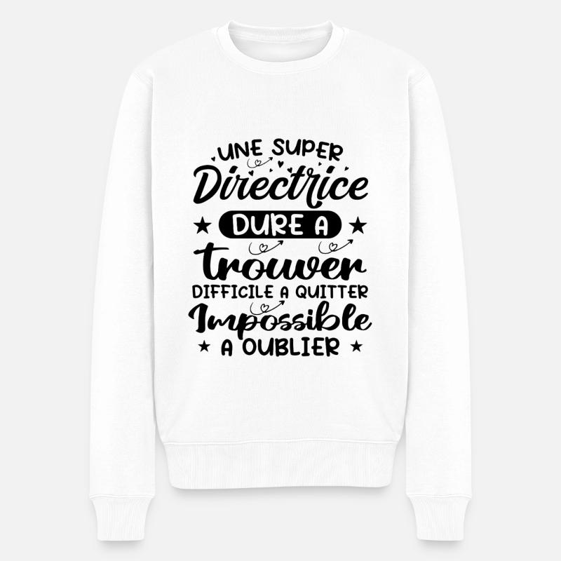 Une Super Directrice - Cadeau directrice - Pull Premium bio Homme - blanc