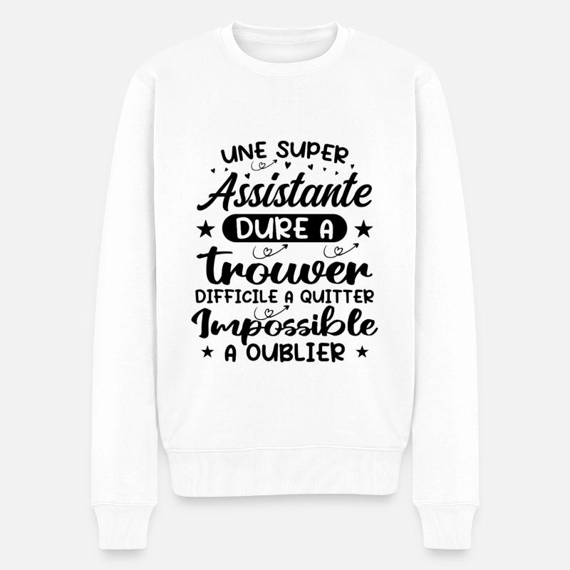 Une Super Assistante - Cadeau assistante - Pull Premium bio Homme - blanc