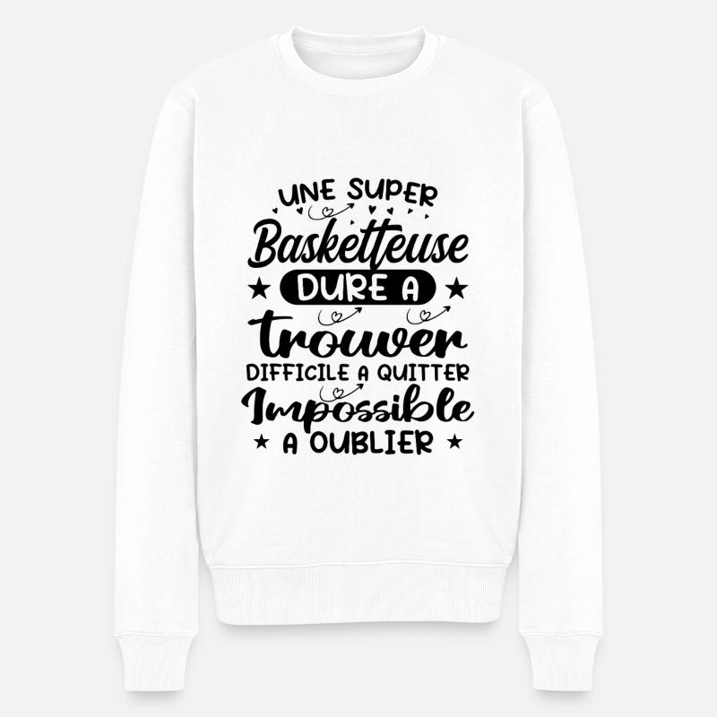 Une Super Basketteuse - Cadeau basketteuse - Pull Premium bio Homme - blanc