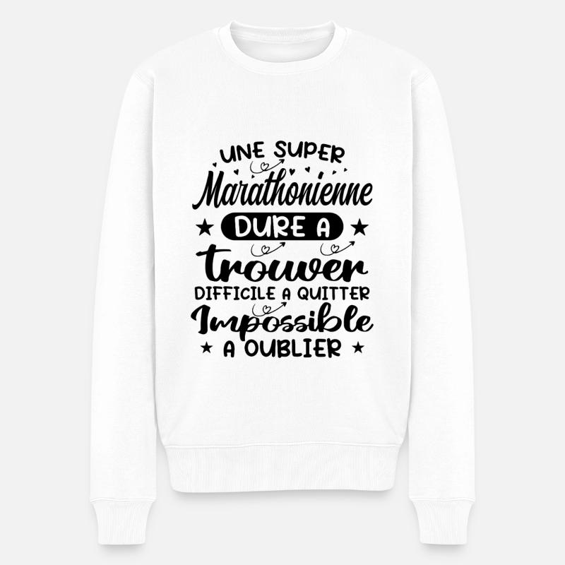 Une Super Marathonienne - Cadeau marathonienne - Pull Premium bio Homme - blanc