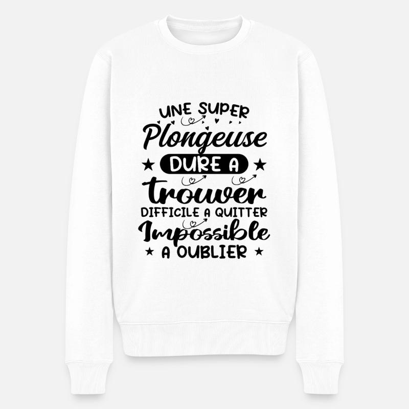 Une Super Plongeuse - Cadeau plongeuse - Pull Premium bio Homme - blanc