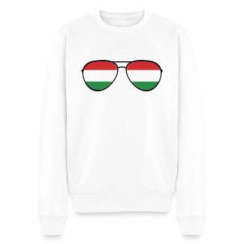 Ungarn Hungary Flagge Sonnenbrille Ungarisch - Männer Premium Bio Pullover - Weiß - Vorne - Thijin (182cm)