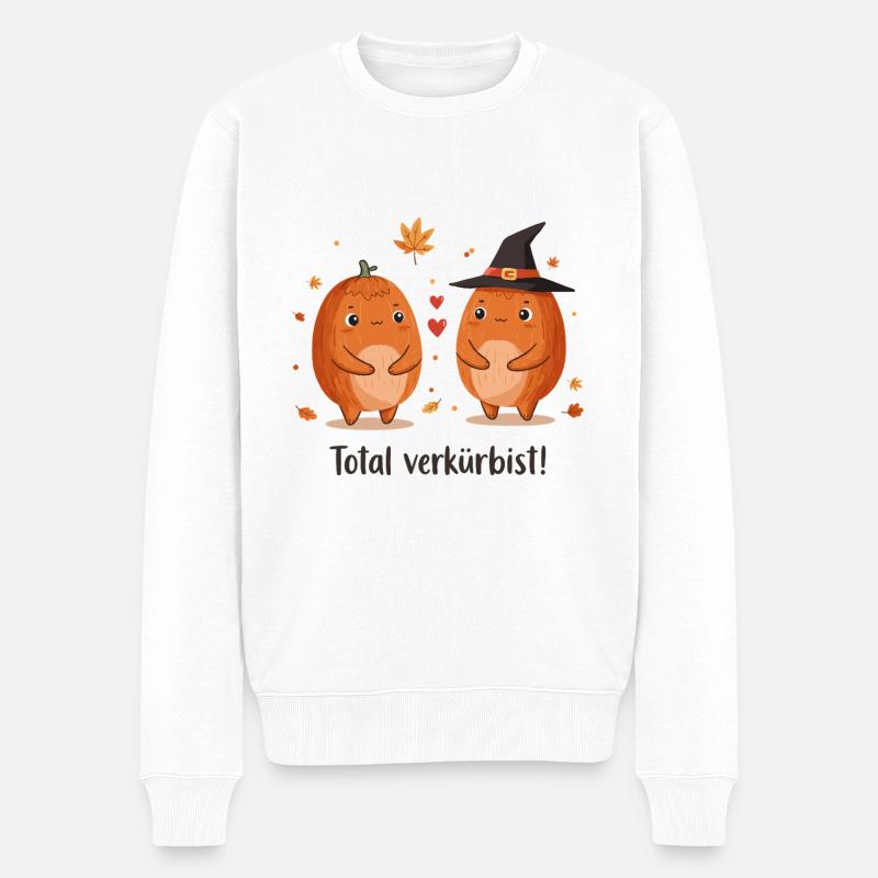 Kürbis Liebe - Männer Premium Bio Pullover - Weiß