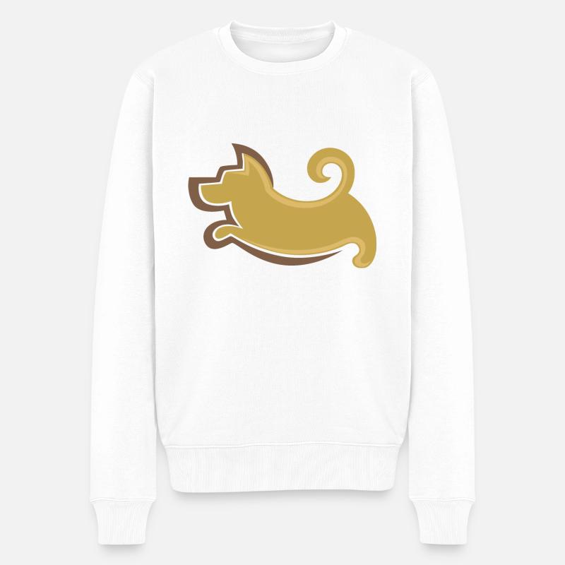 Hund - Männer Premium Bio Pullover - Weiß