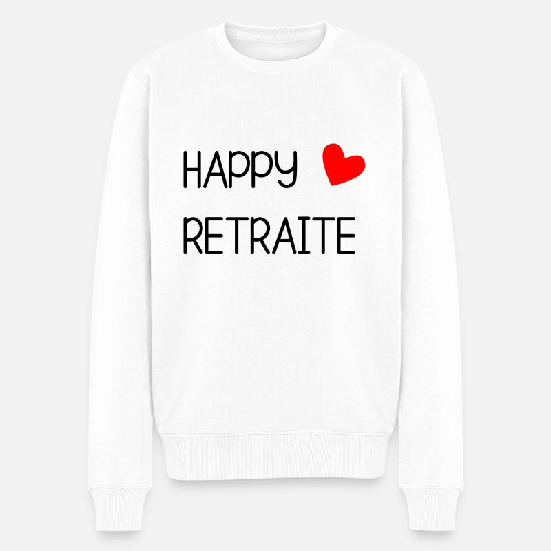 RETRAITE. BONNE RETRAITE. JOYEUSE RETRAITE - Pull Premium bio Homme - blanc