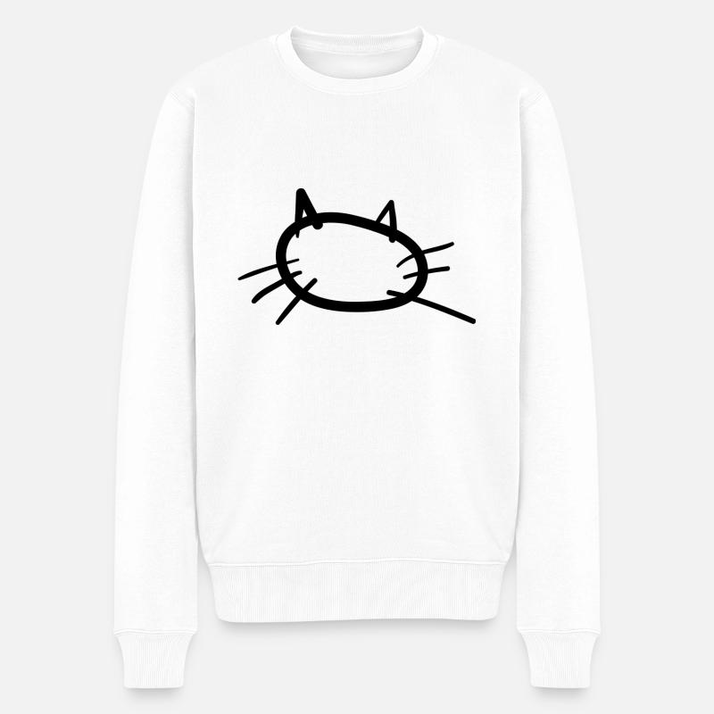 Katze - Männer Premium Bio Pullover - Weiß