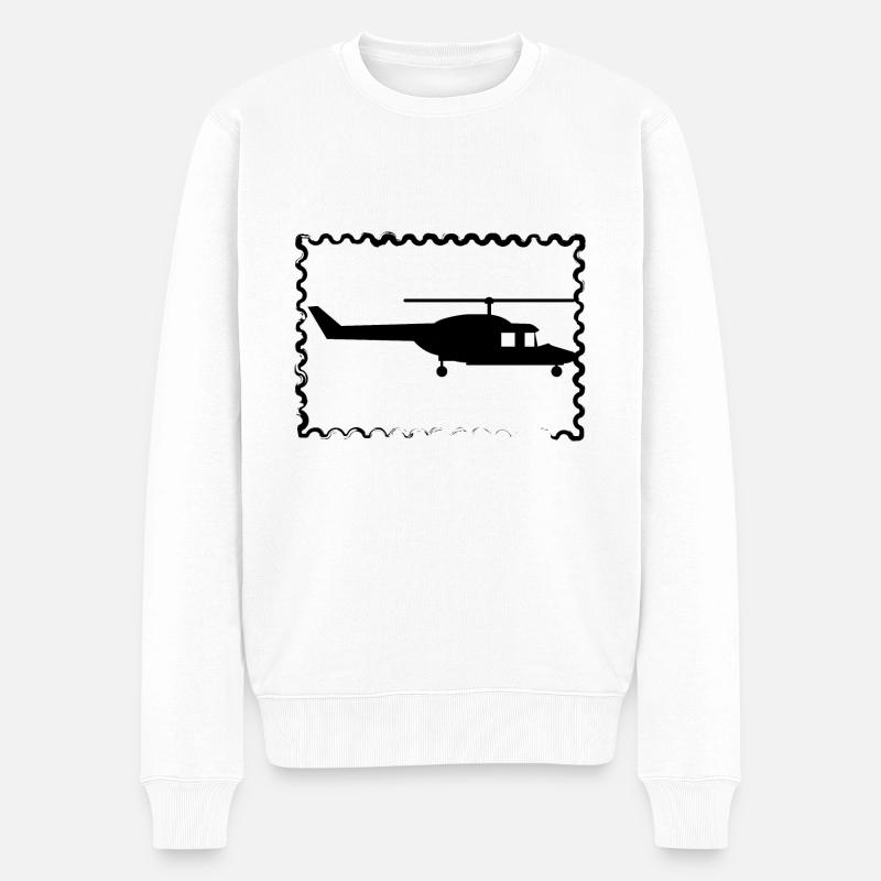 Helikopter - Hubschrauber - Rotorflugzeug - Männer Premium Bio Pullover - Weiß