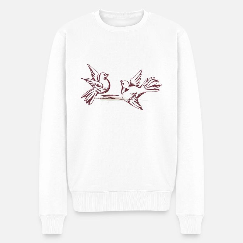 Vögel - Männer Premium Bio Pullover - Weiß