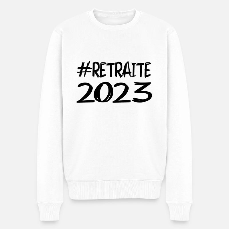 RETRAITE. BONNE RETRAITE. JOYEUSE RETRAITE - Pull Premium bio Homme - blanc