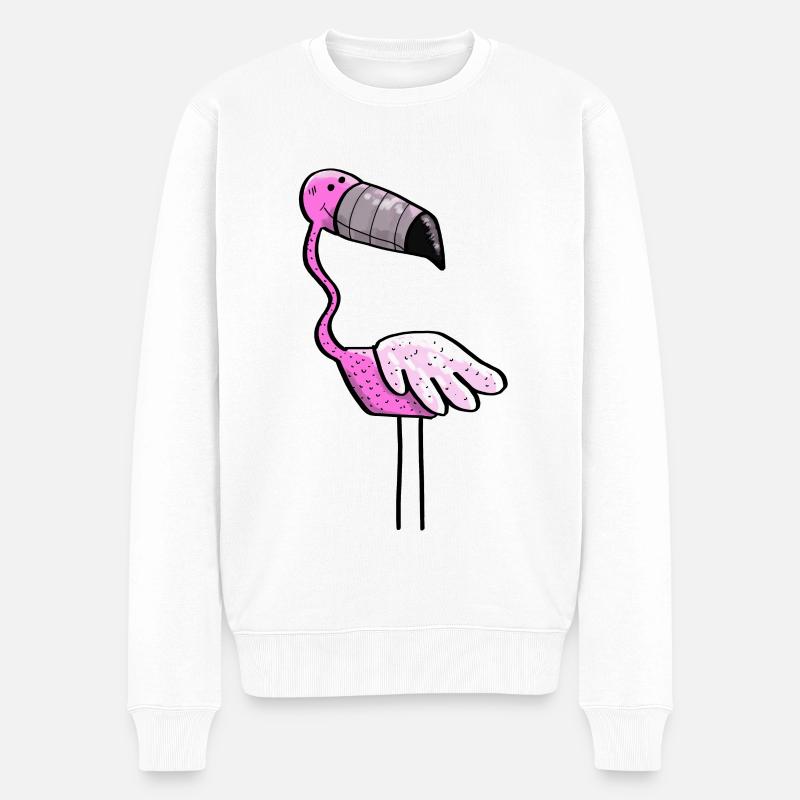 Flamingo Puissance - Oiseau - Été - Rose - Pull Premium bio Homme - blanc