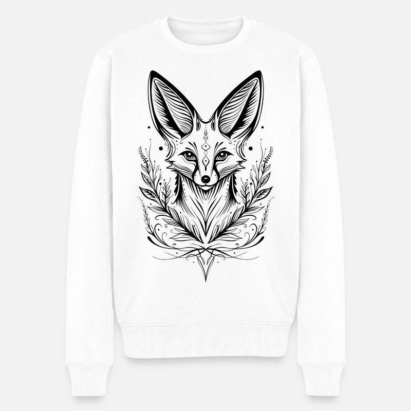 Fuchs Wüstenfuchs Fennek - Männer Premium Bio Pullover - Weiß