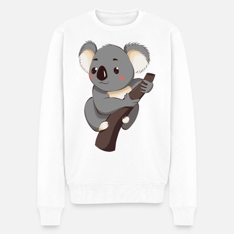 Koala - Männer Premium Bio Pullover - Weiß