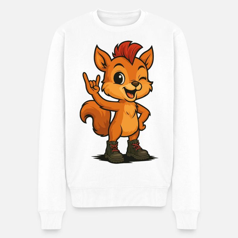 Punk Rock Squirrel - Männer Premium Bio Pullover - Weiß