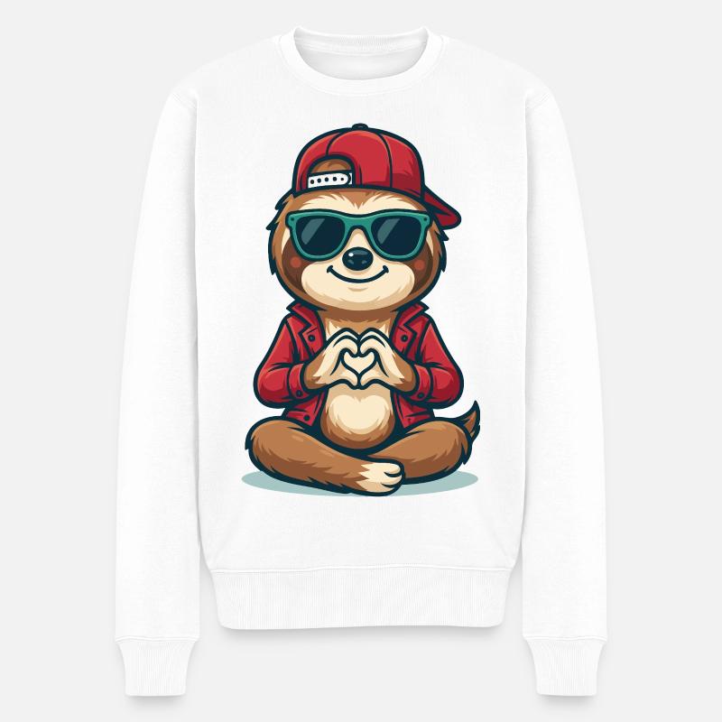 Chill Love Sloth - Männer Premium Bio Pullover - Weiß