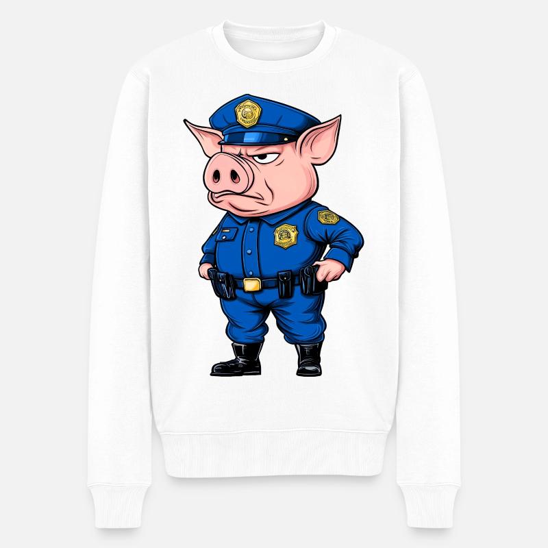 Polizei Schweine - Männer Premium Bio Pullover - Weiß