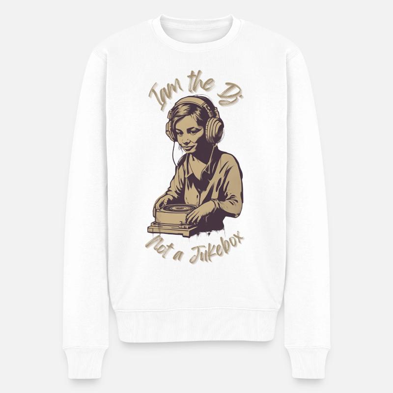 DJ-Frau im Aktionsdesign - Männer Premium Bio Pullover - Weiß