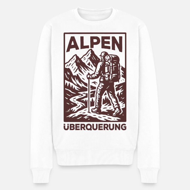 Alpen Überquerung - Wandern - Männer Premium Bio Pullover - Weiß