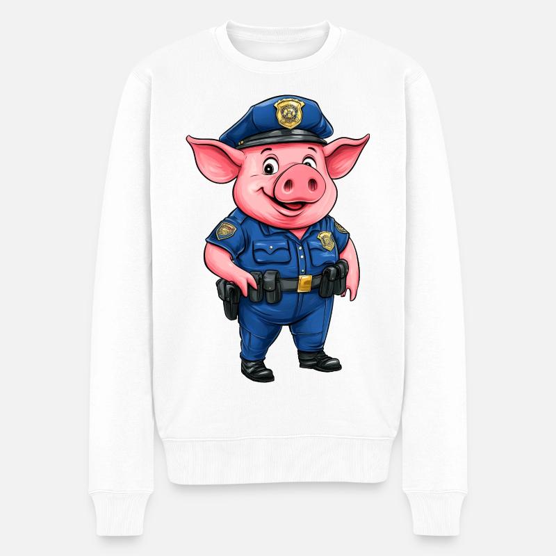 Police des Cochons / Policière Cochon - Pull Premium bio Homme - blanc