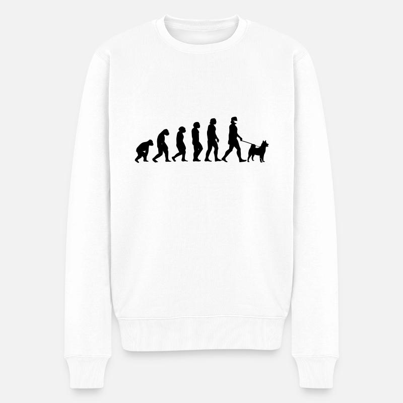 Evolution Hund - Männer Premium Bio Pullover - Weiß