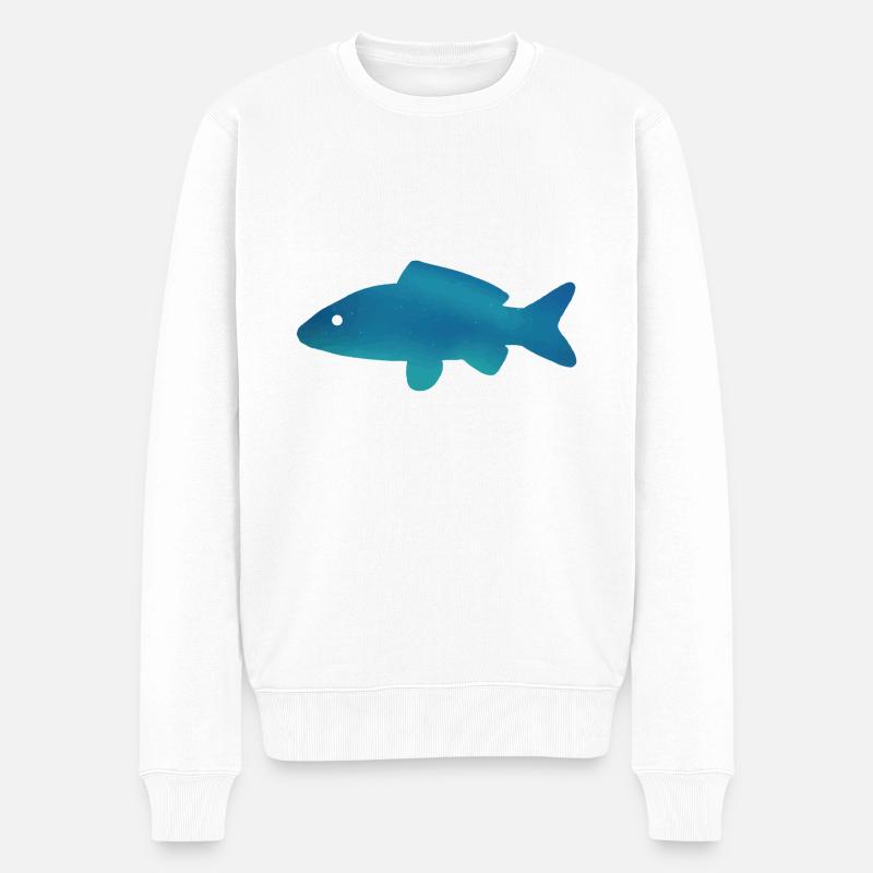 Fisch Angler Illustration - Männer Premium Bio Pullover - Weiß