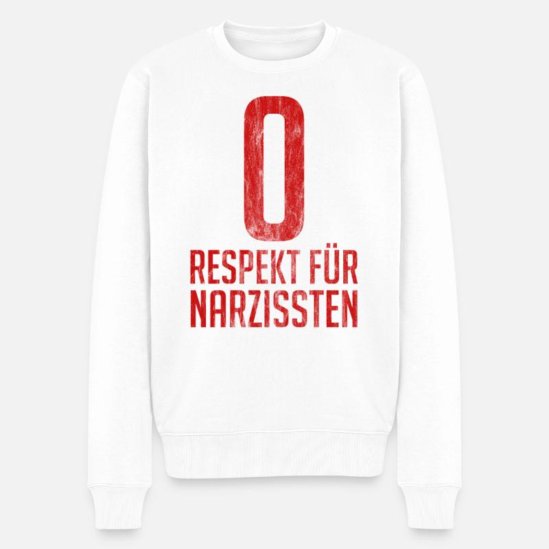 Null Respekt für Narzissten - Männer Premium Bio Pullover - Weiß