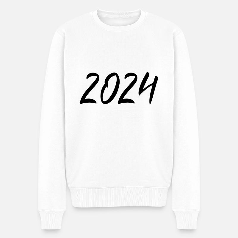 2024 Silvester Neujahr schwarz - Männer Premium Bio Pullover - Weiß