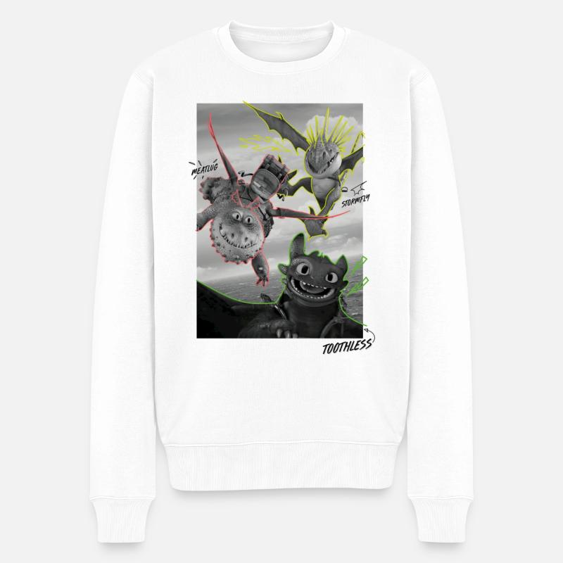 Dragons Les Dragons Volants Avec Noms - Pull Premium bio Homme - blanc