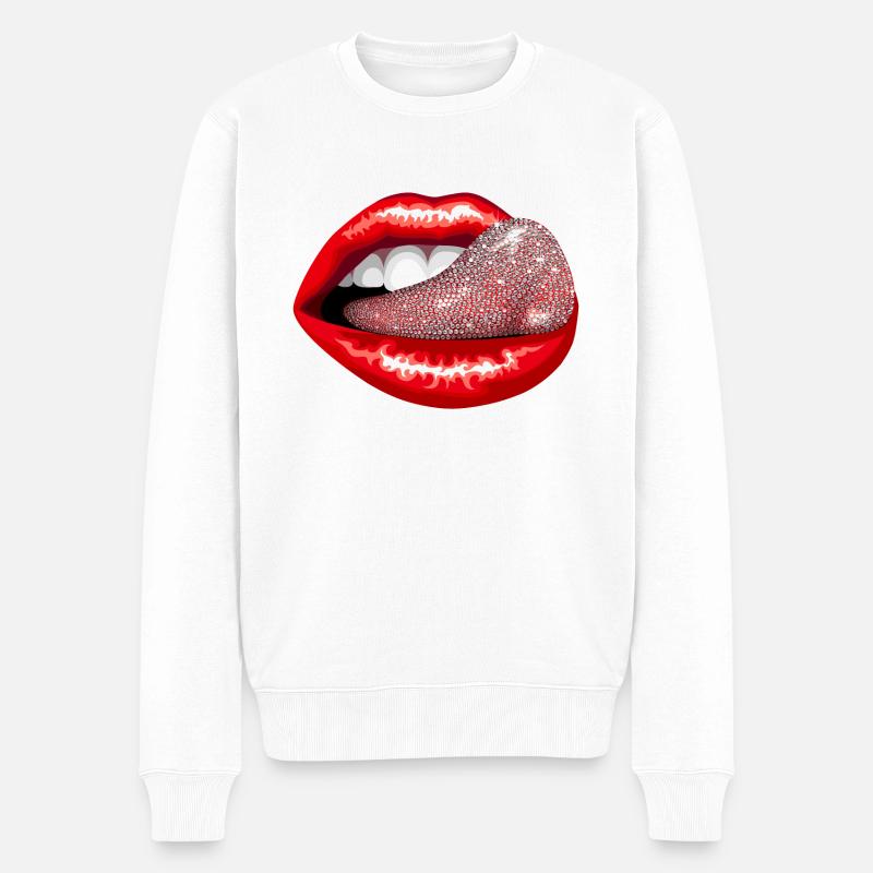 Glitzerzunge - Männer Premium Bio Pullover - Weiß