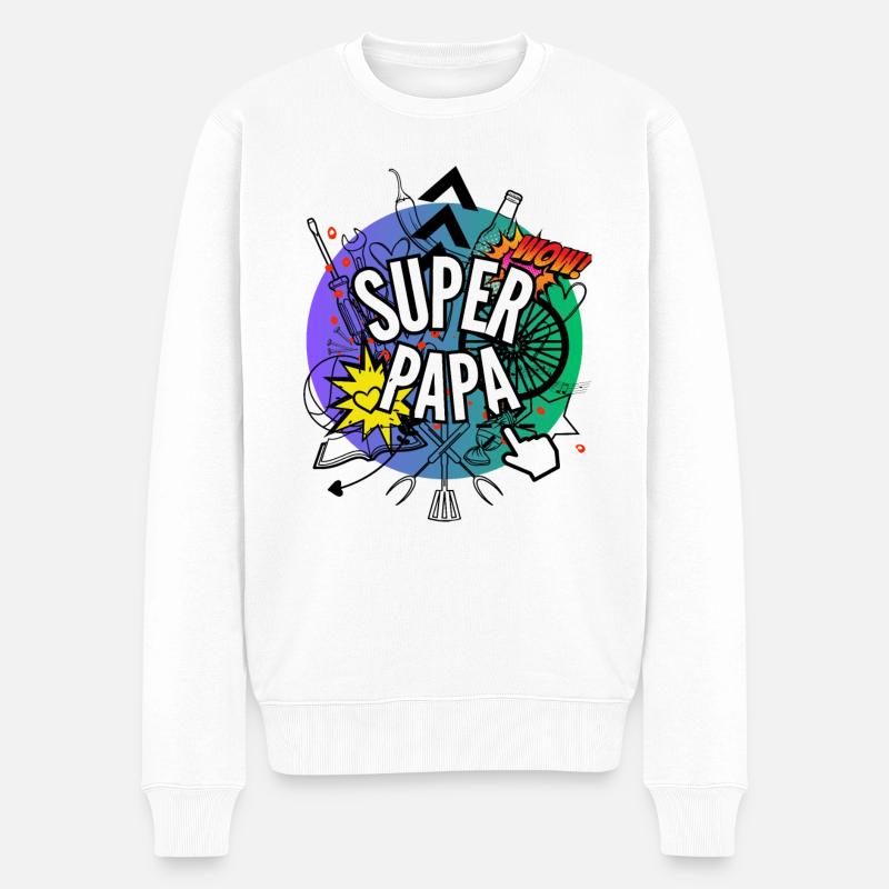 Superdad - Männer Premium Bio Pullover - Weiß